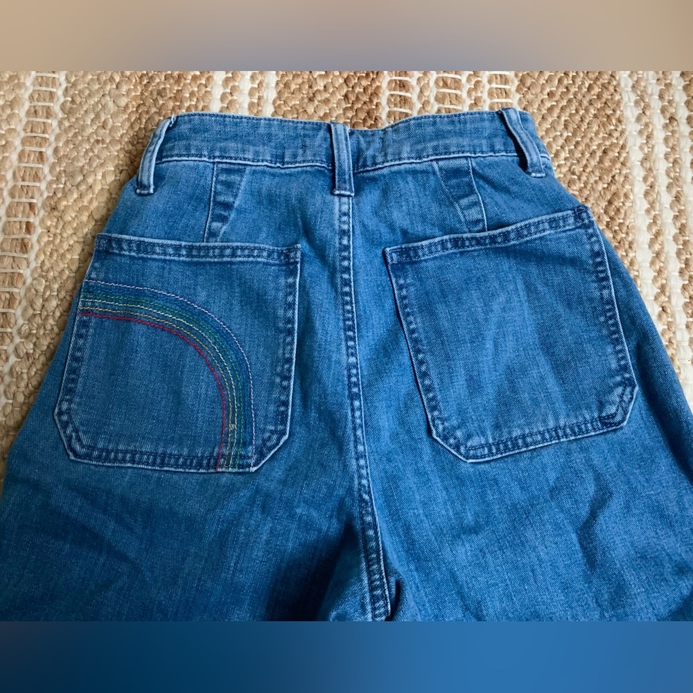 Women’s Madewell High Rise Flair Denim Jeans w/ Rainbow Stitching
